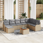 Casa si Gradina - Gradina si terasa - Mobilier exterior - Canapele si fotolii gradina - Set canapea gradina  cu 9 piese bej poliratan acacia - Infinity.ro