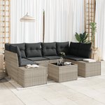 Casa si Gradina - Gradina si terasa - Mobilier exterior - Canapele si fotolii gradina - Set Canapea Gradina 7 Piese si Perne Gri Deschis din Ratan Poli - Infinity.ro
