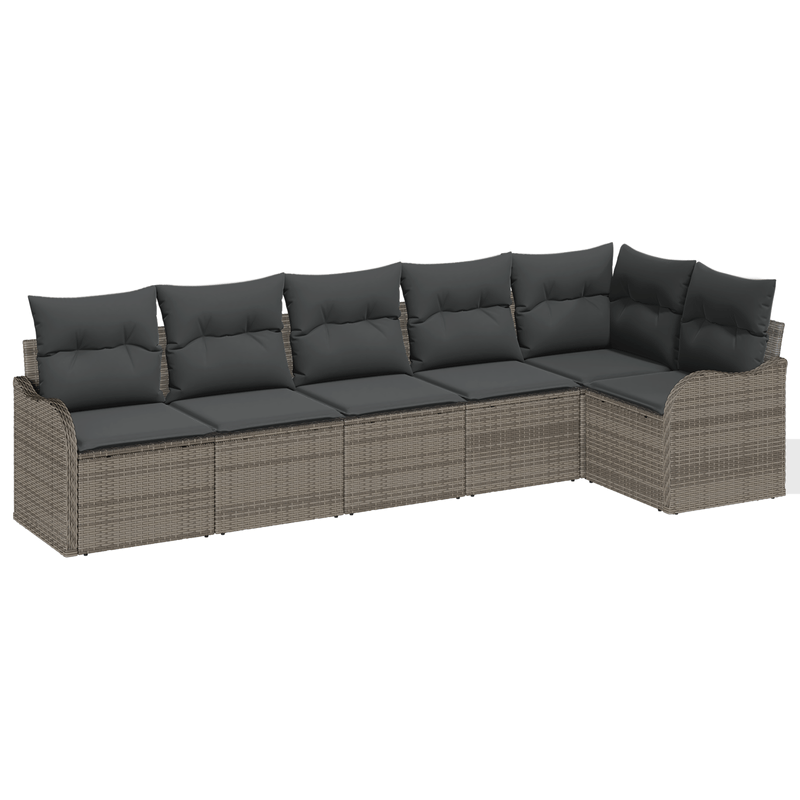 Casa si Gradina - Gradina si terasa - Mobilier exterior - Canapele si fotolii gradina - Set Canapea Gradina cu 6 Piese si Perne Gri Ratan PE - Infinity.ro