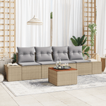 Casa si Gradina - Gradina si terasa - Mobilier exterior - Canapele si fotolii gradina - Set de 5 canapele gradina cu perne Bej Poliratan Acacia - Infinity.ro