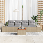 Casa si Gradina - Gradina si terasa - Mobilier exterior - Canapele si fotolii gradina - Set de 5 canapele gradina cu perne Bej Poliratan Acacia - Infinity.ro