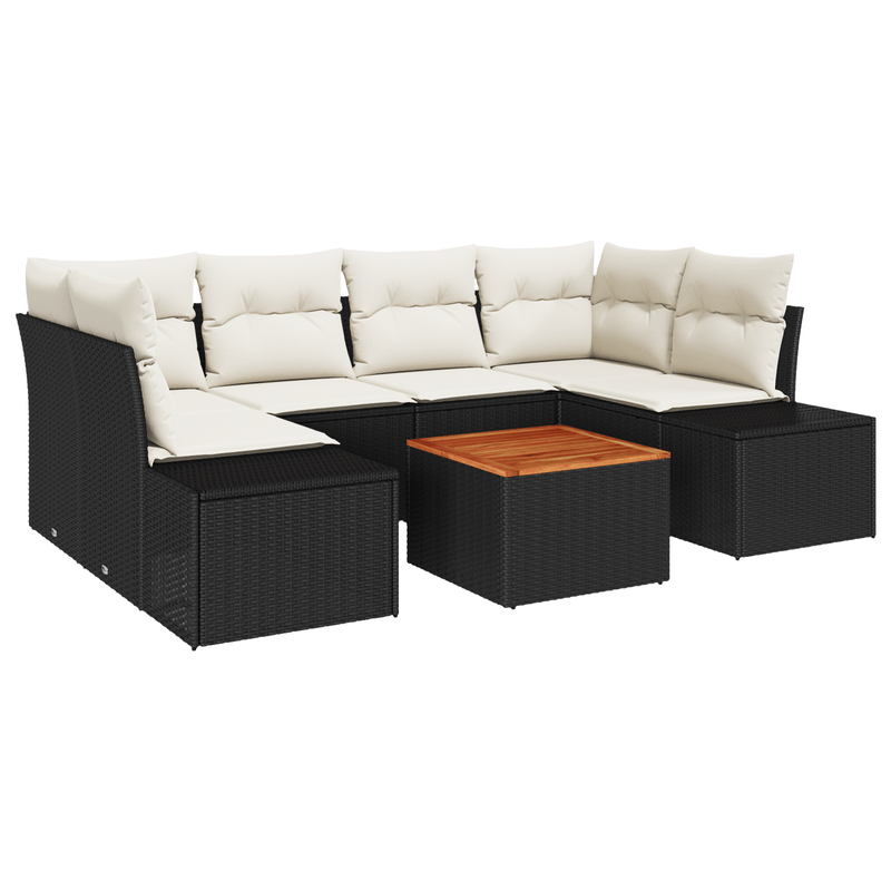 Casa si Gradina - Gradina si terasa - Mobilier exterior - Canapele si fotolii gradina - Set Canapea Gradina cu perne Negru Poliratan Acacia - Infinity.ro