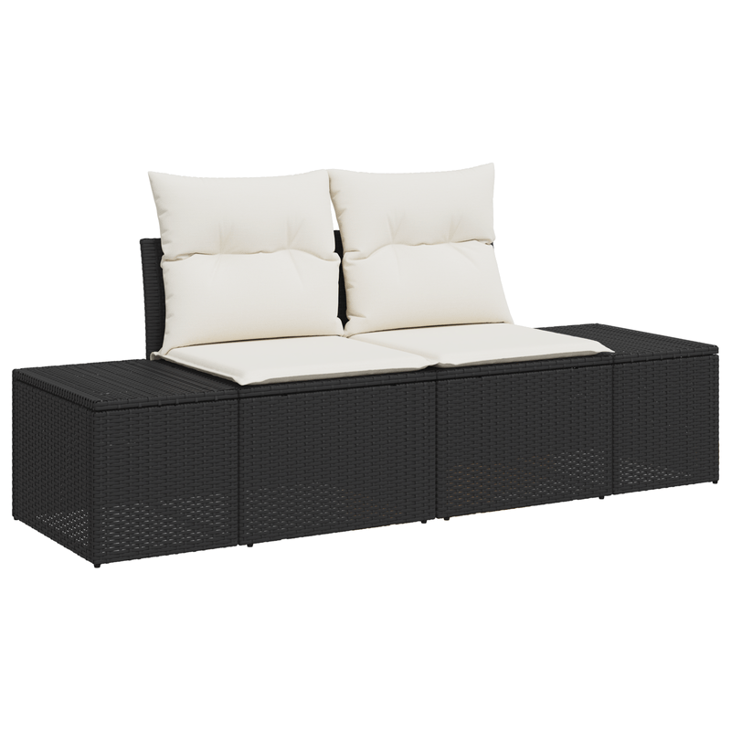 Casa si Gradina - Gradina si terasa - Mobilier exterior - Canapele si fotolii gradina - Set Canapea Gradina cu perne Negru Poliratan Acacia - Infinity.ro