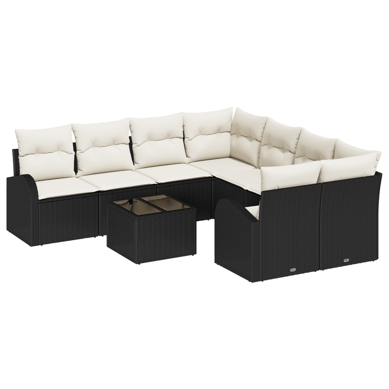 Casa si Gradina - Gradina si terasa - Mobilier exterior - Seturi mobila gradina - Set de sofa modular  cu 9 piese si perne negre din poliratan - Infinity.ro