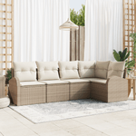 Casa si Gradina - Gradina si terasa - Mobilier exterior - Canapele si fotolii gradina - Set canapele gradina 5 piese cu perne Ratan Bej Poliester - Infinity.ro