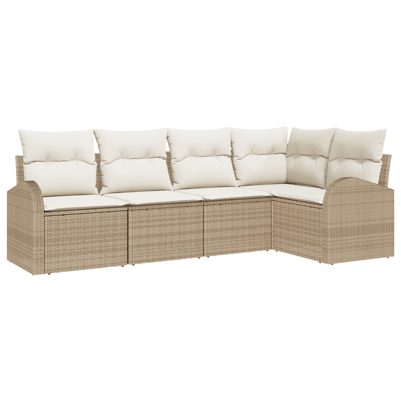 Casa si Gradina - Gradina si terasa - Mobilier exterior - Canapele si fotolii gradina - Set canapele gradina 5 piese cu perne Ratan Bej Poliester - Infinity.ro