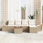 Casa si Gradina - Gradina si terasa - Mobilier exterior - Canapele si fotolii gradina - Set de canapea de gradina  6 piese cu perne bej din ratan poliester acacia - Infinity.ro