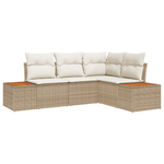 Casa si Gradina - Gradina si terasa - Mobilier exterior - Canapele si fotolii gradina - Set de canapea de gradina  4 Piese cu perne Bej Poliratan Acacia - Infinity.ro