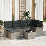 Casa si Gradina - Gradina si terasa - Mobilier exterior - Canapele si fotolii gradina - Set canapea gradina  7 piese cu perne gri din ratan poli - Infinity.ro