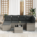 Casa si Gradina - Gradina si terasa - Mobilier exterior - Canapele si fotolii gradina - Set canapea gradina  7 piese cu perne gri din ratan poli - Infinity.ro