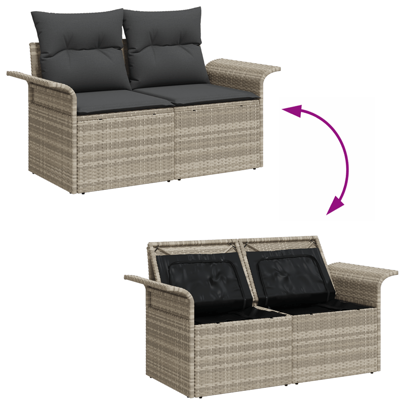 Casa si Gradina - Gradina si terasa - Mobilier exterior - Canapele si fotolii gradina - Set canapea gradina  7 piese cu perne gri din ratan poli - Infinity.ro
