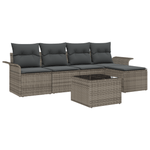 Casa si Gradina - Gradina si terasa - Mobilier exterior - Canapele si fotolii gradina - Set de canapea de gradina  de 5 piese cu perne Ratan poli negru - Infinity.ro