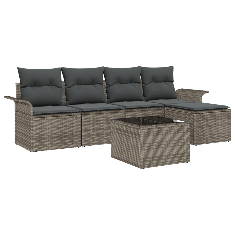 Casa si Gradina - Gradina si terasa - Mobilier exterior - Canapele si fotolii gradina - Set de canapea de gradina  de 5 piese cu perne Ratan poli negru - Infinity.ro