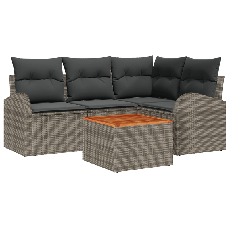 Casa si Gradina - Gradina si terasa - Mobilier exterior - Canapele si fotolii gradina - Set de Sofa pentru Gradina  cu Perne Gri Ratan Poli Acacia - Infinity.ro