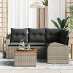 Casa si Gradina - Gradina si terasa - Mobilier exterior - Canapele si fotolii gradina - Set de Sofa pentru Gradina  cu Perne Gri Ratan Poli Acacia - Infinity.ro