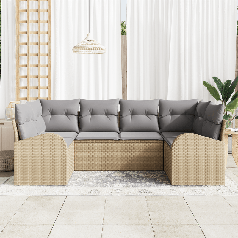 Casa si Gradina - Gradina si terasa - Mobilier exterior - Canapele si fotolii gradina - Set canapea gradina  cu perne bej din ratan poli - Infinity.ro