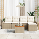 Casa si Gradina - Gradina si terasa - Mobilier exterior - Canapele si fotolii gradina - Set de Canapele de Gradina 6 Piese cu Pernute Bej Poliratan Acacia - Infinity.ro
