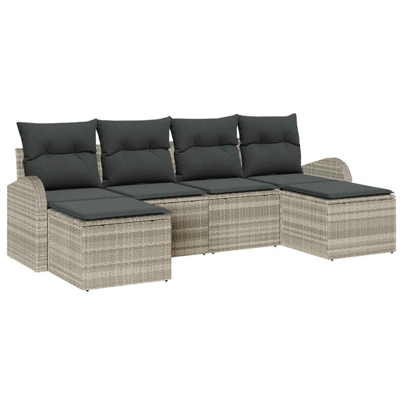 Casa si Gradina - Gradina si terasa - Mobilier exterior - Canapele si fotolii gradina - Set canapele gradina  cu perne Gri deschis Ratan Poli - Infinity.ro