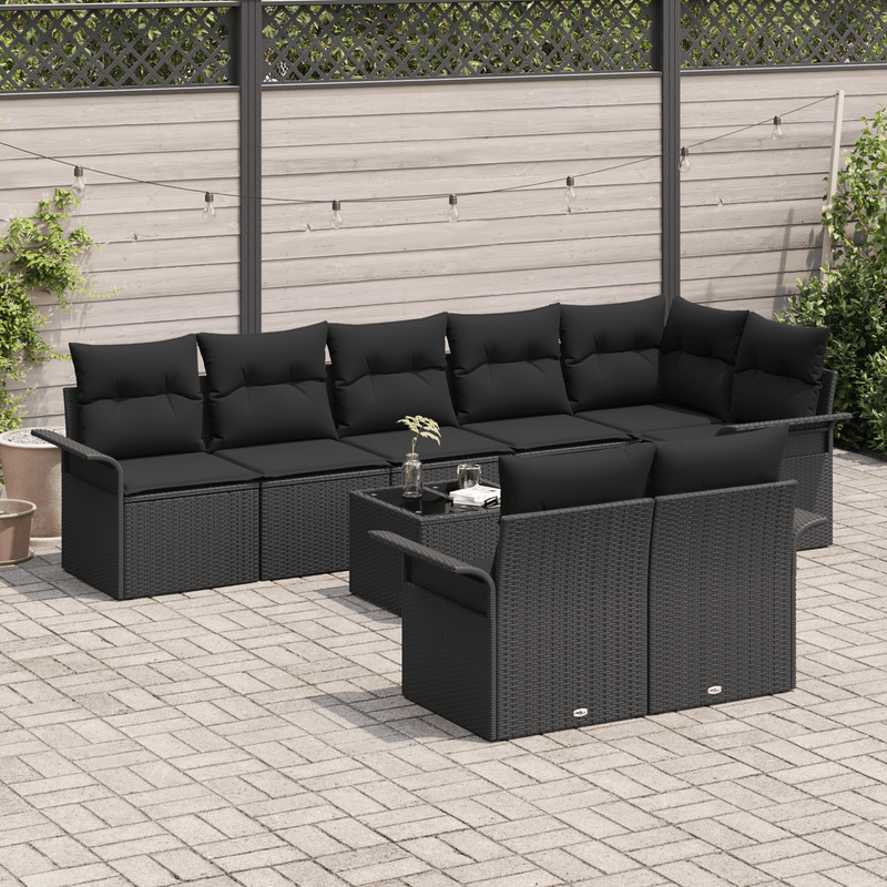 Casa si Gradina - Gradina si terasa - Mobilier exterior - Canapele si fotolii gradina - Set canapea gradina  cu 9 piese si perne bej din poliratan - Infinity.ro