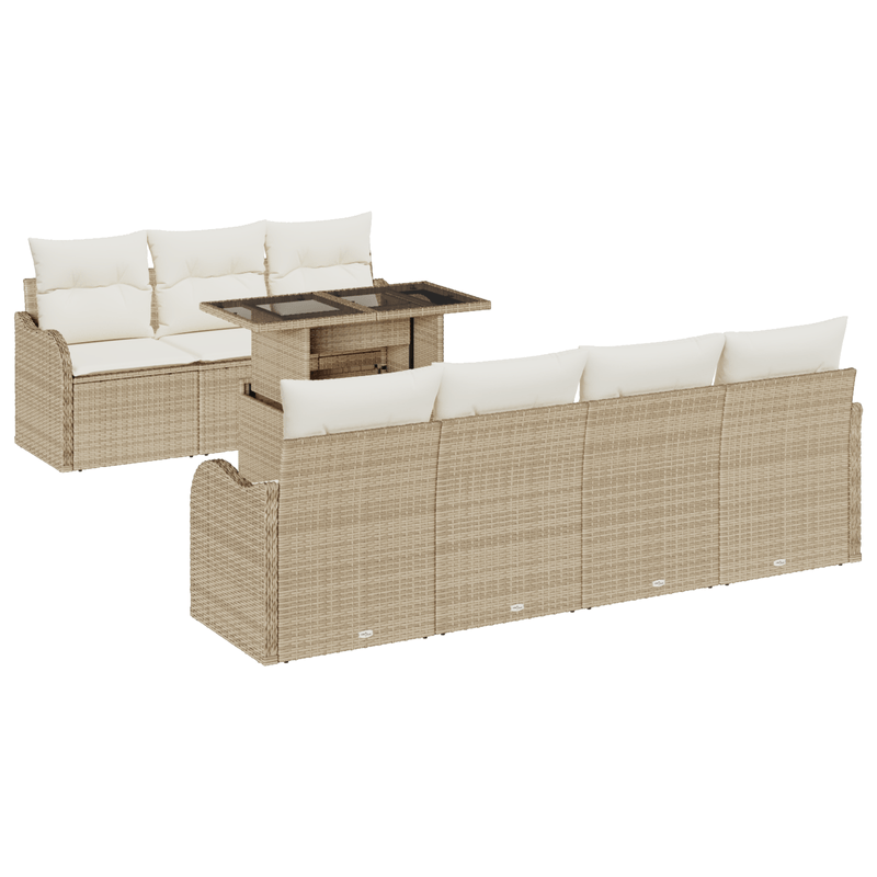 Casa si Gradina - Gradina si terasa - Mobilier exterior - Canapele si fotolii gradina - Set Canapea Gradina cu 8 Piese si Pernute Bej Poliratan - Infinity.ro