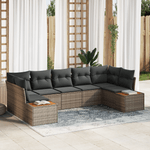 Casa si Gradina - Gradina si terasa - Mobilier exterior - Canapele si fotolii gradina - Set Canapea Gradina  7 Piese cu Perne Gri Poli Ratan - Infinity.ro