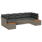 Casa si Gradina - Gradina si terasa - Mobilier exterior - Canapele si fotolii gradina - Set Canapea Gradina  7 Piese cu Perne Gri Poli Ratan - Infinity.ro