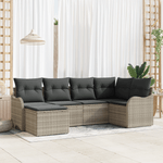 Casa si Gradina - Gradina si terasa - Mobilier exterior - Canapele si fotolii gradina - Set de canapele de gradina  cu 6 piese si perne gri deschis din Ratan PE - Infinity.ro