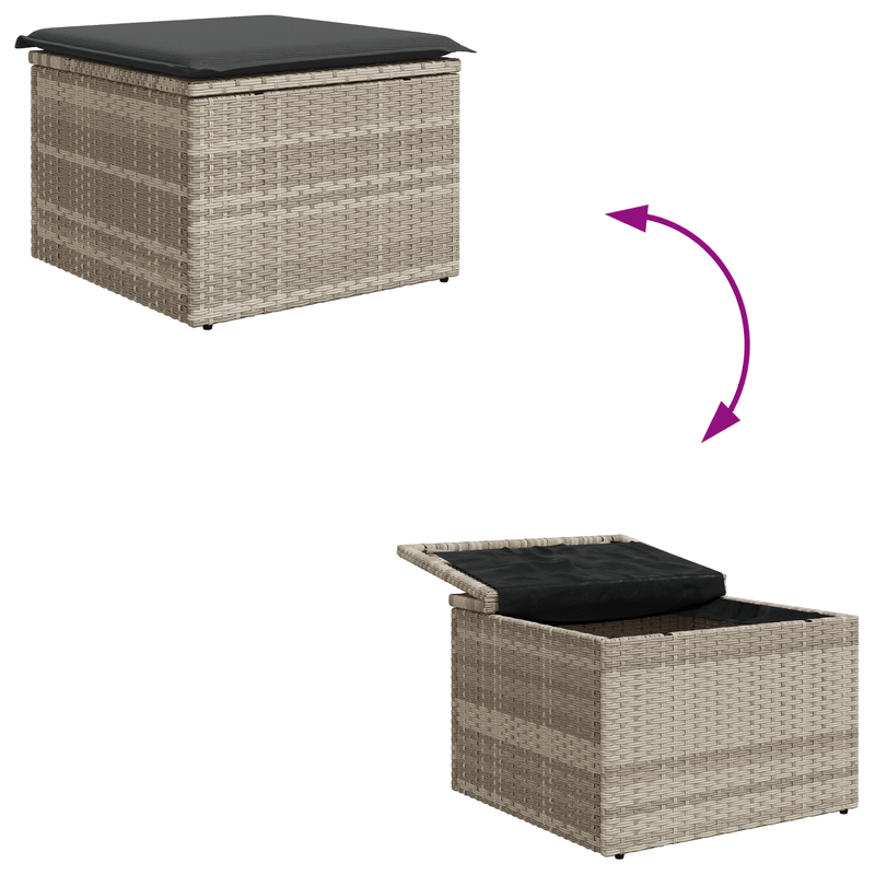Casa si Gradina - Gradina si terasa - Mobilier exterior - Canapele si fotolii gradina - Set de canapele de gradina  cu 6 piese si perne gri deschis din Ratan PE - Infinity.ro
