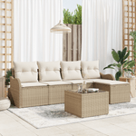 Casa si Gradina - Gradina si terasa - Mobilier exterior - Canapele si fotolii gradina - Set de Canapea de Gradina  6 Piese cu Perne Rasina Poliratan Culoare Maro - Infinity.ro