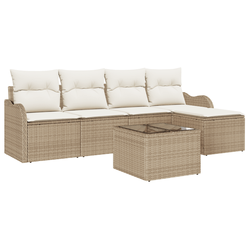 Casa si Gradina - Gradina si terasa - Mobilier exterior - Canapele si fotolii gradina - Set de Canapea de Gradina  6 Piese cu Perne Rasina Poliratan Culoare Maro - Infinity.ro