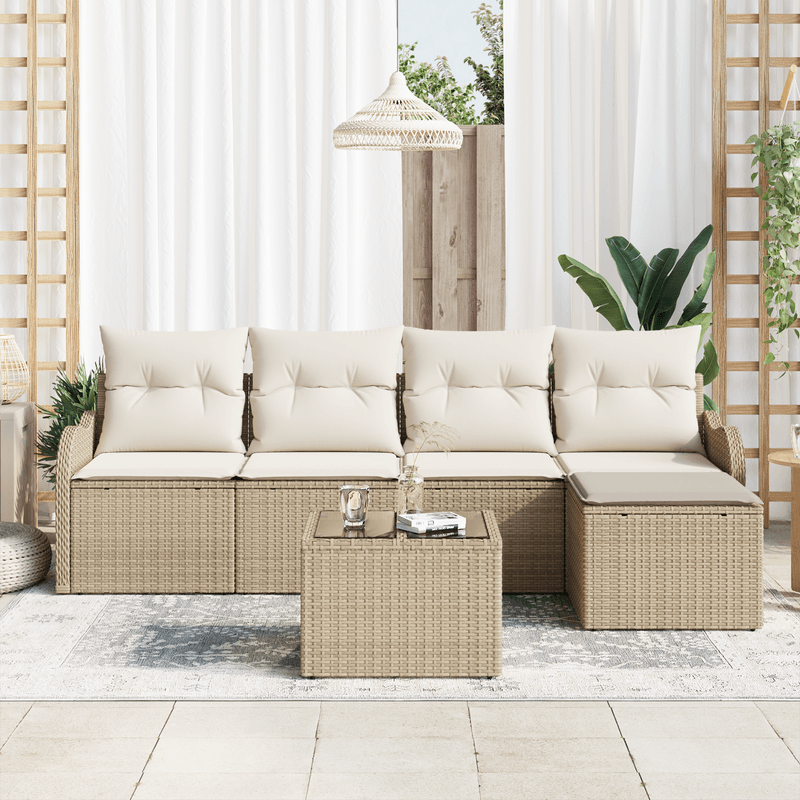 Casa si Gradina - Gradina si terasa - Mobilier exterior - Canapele si fotolii gradina - Set de Canapea de Gradina  6 Piese cu Perne Rasina Poliratan Culoare Maro - Infinity.ro