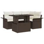 Casa si Gradina - Gradina si terasa - Mobilier exterior - Canapele si fotolii gradina - Set de Canapea pentru Gradina  5 Piese cu Perne Maro Poli Ratan - Infinity.ro