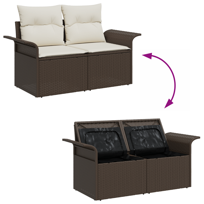 Casa si Gradina - Gradina si terasa - Mobilier exterior - Canapele si fotolii gradina - Set de Canapea pentru Gradina  5 Piese cu Perne Maro Poli Ratan - Infinity.ro