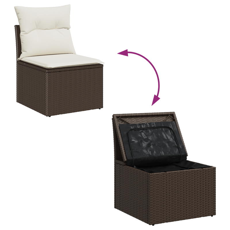 Casa si Gradina - Gradina si terasa - Mobilier exterior - Canapele si fotolii gradina - Set de Canapea pentru Gradina  5 Piese cu Perne Maro Poli Ratan - Infinity.ro