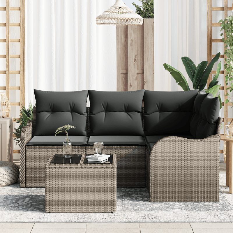 Casa si Gradina - Gradina si terasa - Mobilier exterior - Canapele si fotolii gradina - Set Canapea Gradina  4 Piese cu Perne Ratan Poli Negru - Infinity.ro