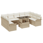 Casa si Gradina - Gradina si terasa - Mobilier exterior - Canapele si fotolii gradina - Set de canapea de gradina 10 piese cu perne Bej Poliratan - Infinity.ro
