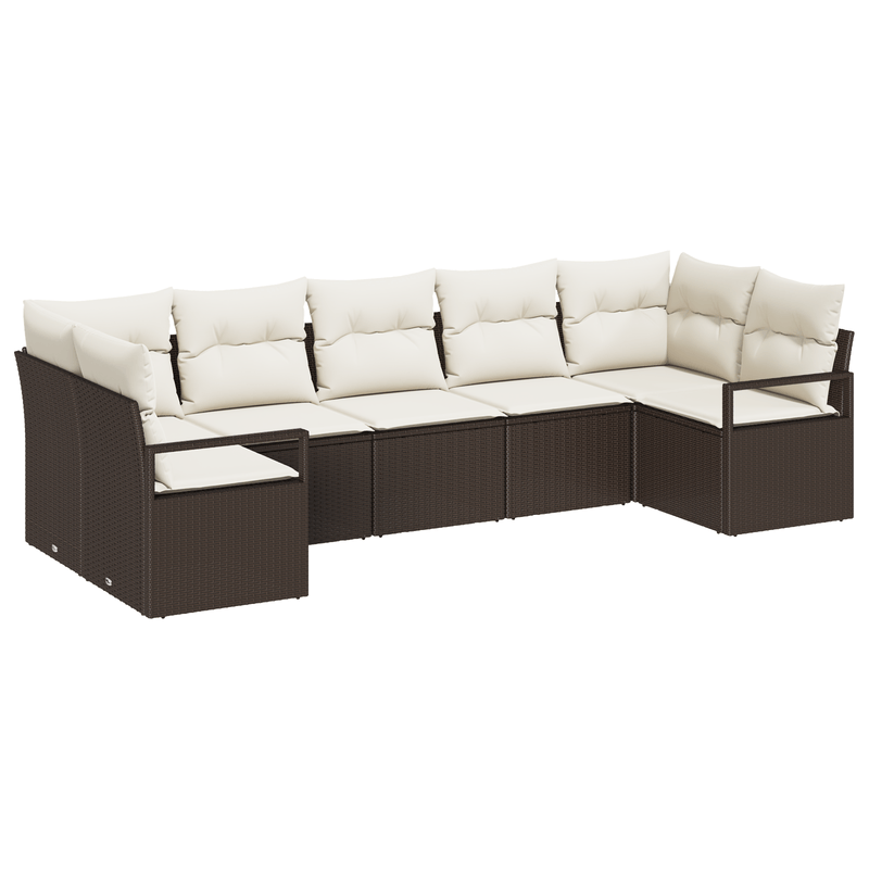 Casa si Gradina - Gradina si terasa - Mobilier exterior - Canapele si fotolii gradina - Set canapele gradina  7 piese cu perne maro din ratan poli - Infinity.ro