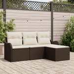Casa si Gradina - Gradina si terasa - Mobilier exterior - Canapele si fotolii gradina - Set de canapea de gradina  4 piese cu perne Ratan Polimeric Maro - Infinity.ro