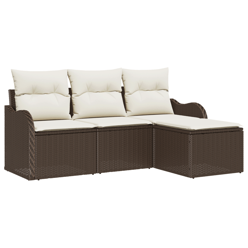 Casa si Gradina - Gradina si terasa - Mobilier exterior - Canapele si fotolii gradina - Set de canapea de gradina  4 piese cu perne Ratan Polimeric Maro - Infinity.ro
