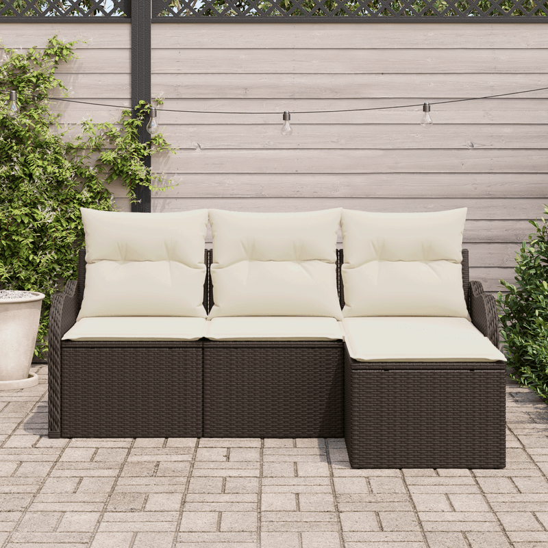 Casa si Gradina - Gradina si terasa - Mobilier exterior - Canapele si fotolii gradina - Set de canapea de gradina  4 piese cu perne Ratan Polimeric Maro - Infinity.ro