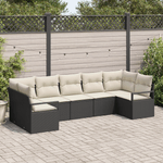 Casa si Gradina - Gradina si terasa - Mobilier exterior - Canapele si fotolii gradina - Set de 7 piese de canapea de gradina cu perne Negru Ratan Poly - Infinity.ro