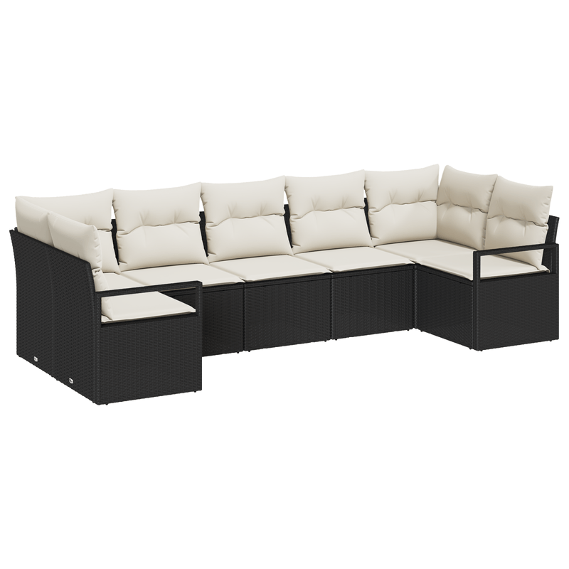 Casa si Gradina - Gradina si terasa - Mobilier exterior - Canapele si fotolii gradina - Set de 7 piese de canapea de gradina cu perne Negru Ratan Poly - Infinity.ro