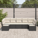 Casa si Gradina - Gradina si terasa - Mobilier exterior - Canapele si fotolii gradina - Set de 7 piese de canapea de gradina cu perne Negru Ratan Poly - Infinity.ro