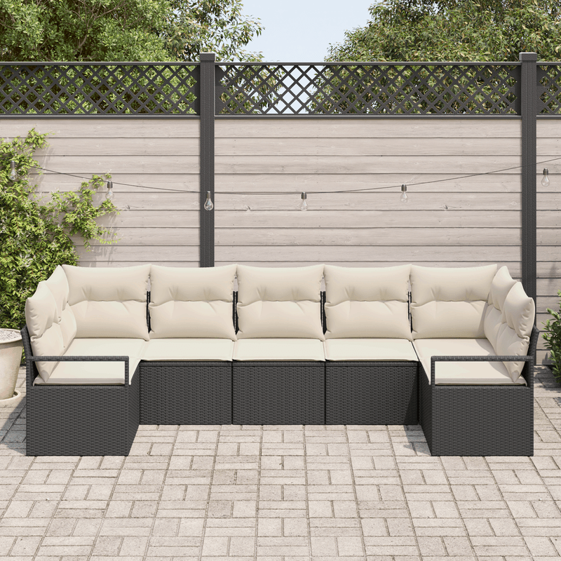 Casa si Gradina - Gradina si terasa - Mobilier exterior - Canapele si fotolii gradina - Set de 7 piese de canapea de gradina cu perne Negru Ratan Poly - Infinity.ro