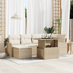 Casa si Gradina - Gradina si terasa - Mobilier exterior - Canapele si fotolii gradina - Set de canapea de gradina  cu 7 piese si perne din ratan poli bej - Infinity.ro