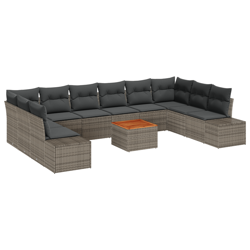 Casa si Gradina - Gradina si terasa - Mobilier exterior - Canapele si fotolii gradina - Set canapele gradina 11 piese cu perne gri din poliratan Acacia - Infinity.ro