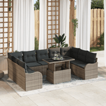 Casa si Gradina - Gradina si terasa - Mobilier exterior - Canapele si fotolii gradina - Set de Canapea pentru Gradina de 10 Piese cu Perna Gri Poliratan - Infinity.ro