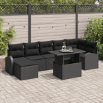 Casa si Gradina - Gradina si terasa - Mobilier exterior - Canapele si fotolii gradina - Set de sofa pentru gradina  cu 8 piese cu perne ratan poli negru - Infinity.ro
