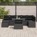 Casa si Gradina - Gradina si terasa - Mobilier exterior - Canapele si fotolii gradina - Set de sofa pentru gradina  cu 8 piese cu perne ratan poli negru - Infinity.ro