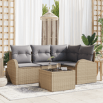 Casa si Gradina - Gradina si terasa - Mobilier exterior - Canapele si fotolii gradina - Set de canapele de gradina  5 Piese cu perne Ratan Negru Poliratan - Infinity.ro